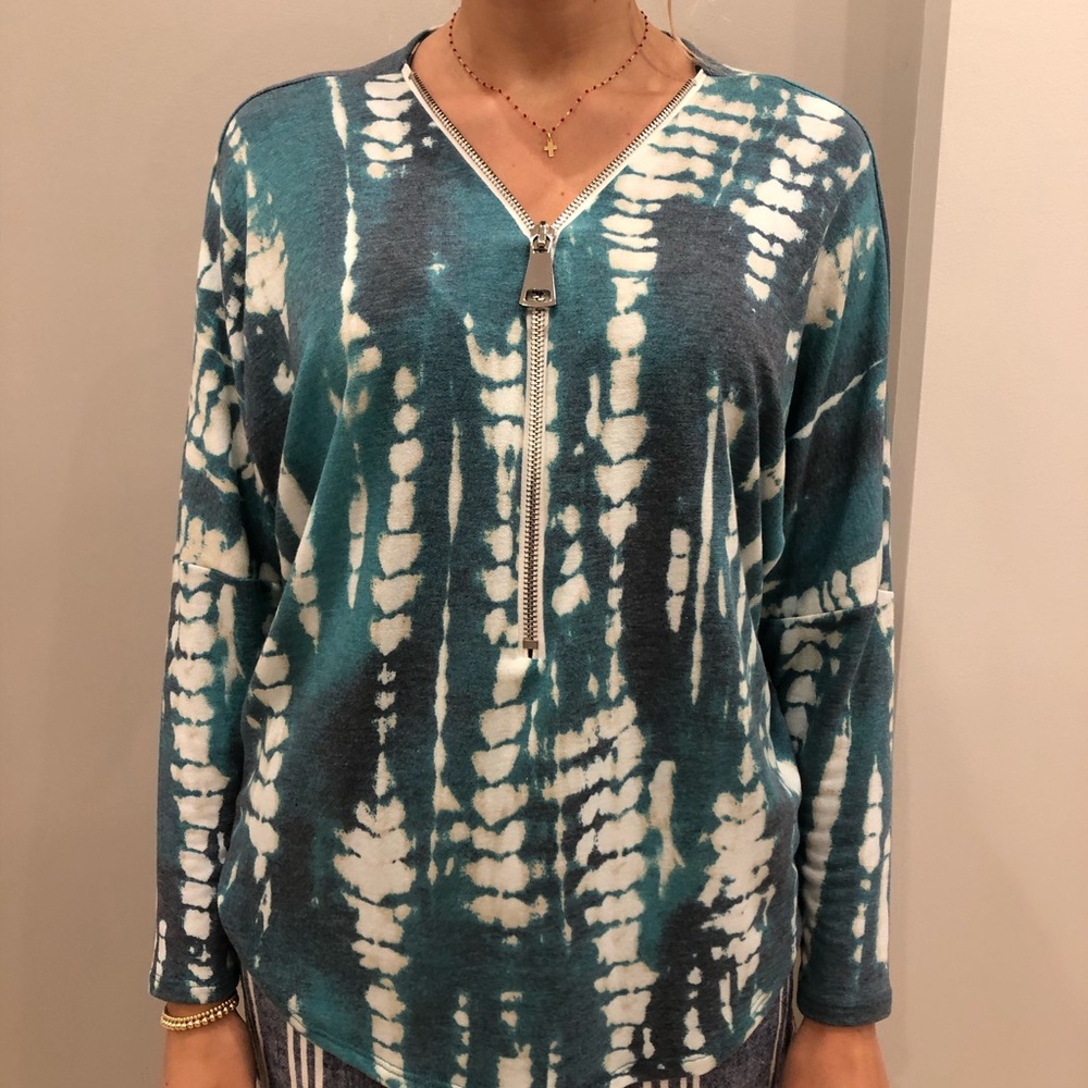 NWT BLUE TIE DYE ZIP UP SWEATER *MULTIPLE SIZES